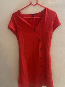 Chic Red Button-Down Dress