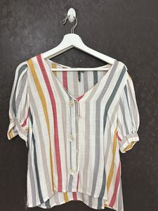 Striped Button-Down Top