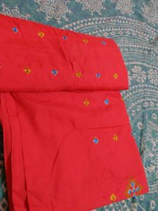 Red Embroidered Kurti Pant