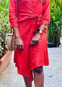 Beautiful Crimson Tie Pattern Dress