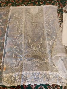 Fully Embroidered Partywear Unstitched Suit