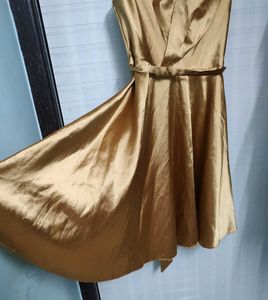 Golden Satin Party Dress