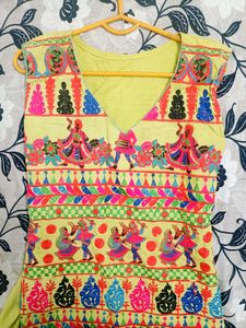 Multi Colour Gujarati Yellow Kurti.