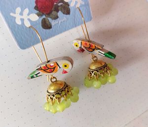 Tota Parrot Jhumka Earring Ethnic Contemporary