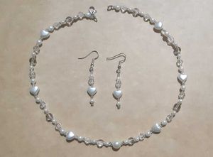 Heart &amp; Crystal Beaded Necklace Earring Set