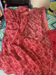 Floral Chiffon Saree With Blouse