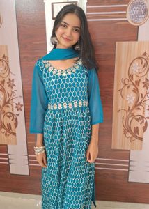 Blue~Green 3piece kurta set(Size~L)