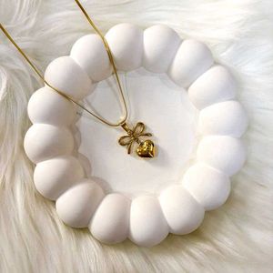 Gold Heart & Bow Necklace