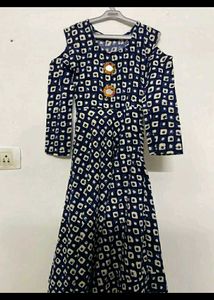 blue kurta with mirror work