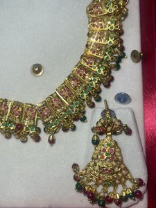 1 Gram Gold Plated Necklace Set with Jhumka