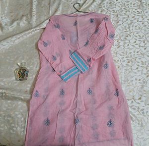 Pink Chickenkari Kurti