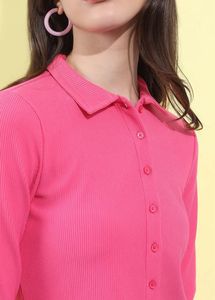 Pink Ribbed Crop Top