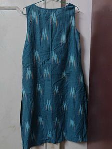 ✨ Teal Ikkat Print South Cotton Kurta | Size M ✨