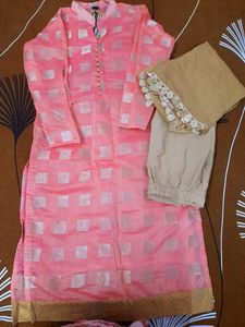 Chanderi Cotton Kurta ,Pant, Dupatta