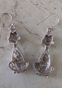 925 Sterling Silver Cat Earrings