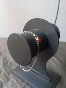 Pure Silver With Carnelian Bracelet