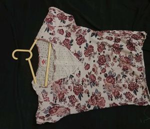 Floral Top with Eyelet Detail