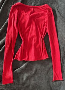 Y2k Henley Burgundy Long Top