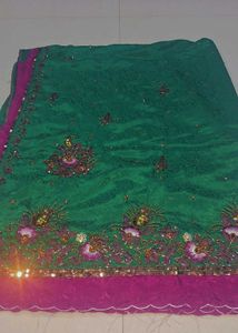 Green Embellished Saree