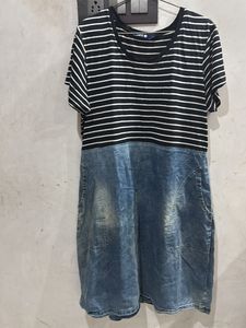 Striped Top Denim Dress