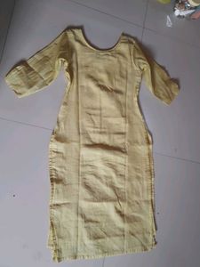 Yellow Embellished Kurti Pant Set
