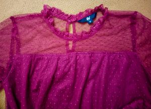 ☆Magenta Sheer Bell Sleeve Top☆