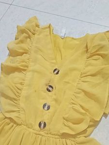 Yellow Ruffled Tiered Dress