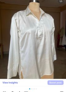 White Satin Button-Up