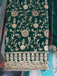 Green &amp; Gold Embroidered Salwar Kameez