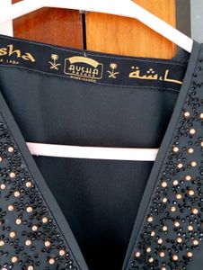 Elegant Black Abaya with Bead Detailing