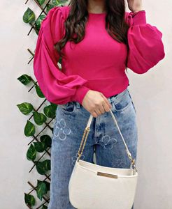 Pink Puff Sleeve Top