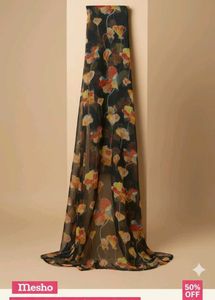 2 Meter Floral Print Organza Fabric Unstiched