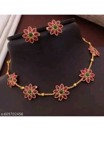 Flower Design Necklace & Earring Set
