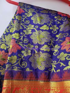 Blue Pattu Saree With Red Border