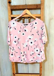 Pink Printed Cotton Top Size-38