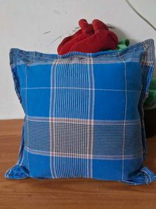 Blue Plaid Throw Pillow