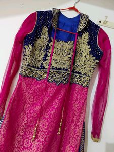 Sharara Set With Velvet Choli And Net Plazo