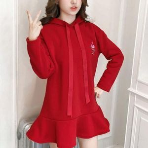 Korean Velvet Hoodie Dress