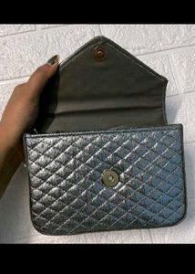 Silver Quilted Crossbody Bag