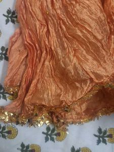 Orange Semisilk Crushed Dupatta