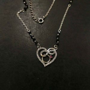 925 Sterling Silver Heart&amp;Infinity Knot Mangalsutr