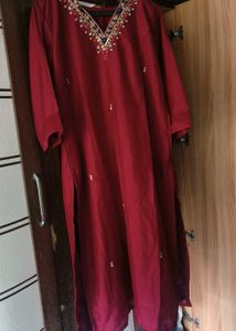 🔥 Today&#39;s Offer 🔥partywear Maroon kurta set