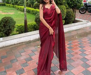Burgundy Shimmer Saree