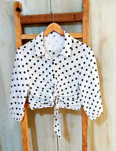 Polica Dot Print Crop Shirt Size-28-30