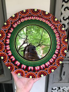 Dot Mandala Mirror Green And Orange