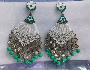 Heavy Long Wedding Earring Green