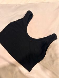 Black &#39;What?&#39; Crop Top