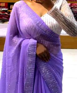 Lavender Georgette Saree & Separate Blouse Piece