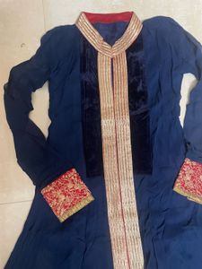 Blue Anarkali Kurta With Dupatta