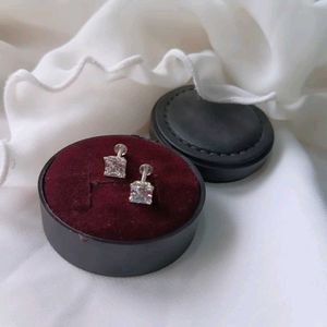 Pure Silver Sterling White AD Cut stud